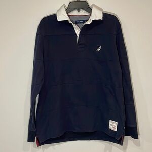 Nautica Rugby. Medium. Navy blue.